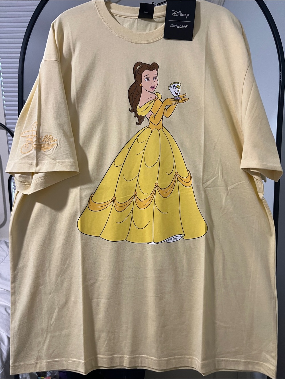Disney Belle Graphic Tee - Pale Yellow with Gold Dress